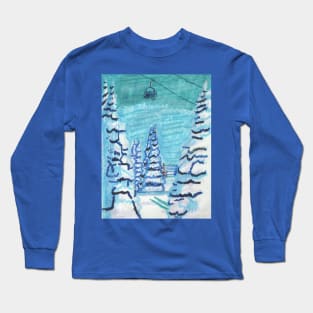 Winter Landscape with Cable Car Long Sleeve T-Shirt